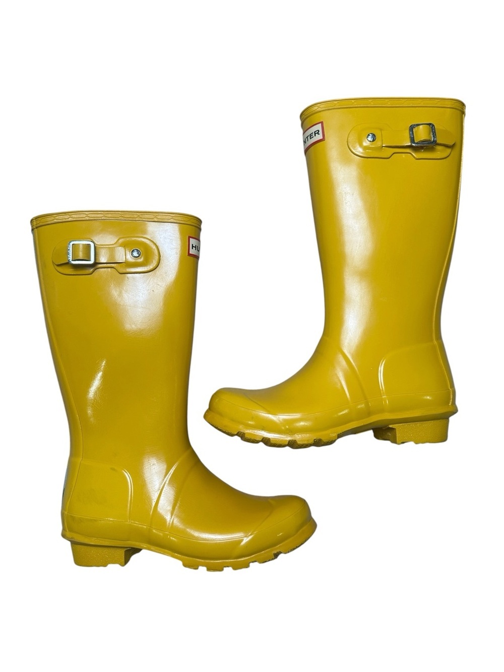 Hunter Kids Size 2B/3G Original Tall Glossy Yellow Rubber Rain Boots - Picture 5 of 12
